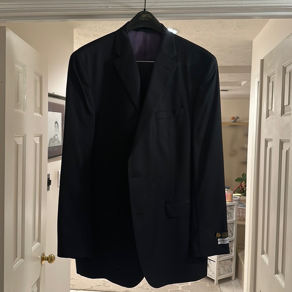NWT - Stunning Barney’s New York Piattelli Loro Piana Wool Navy Blue Suit 46L